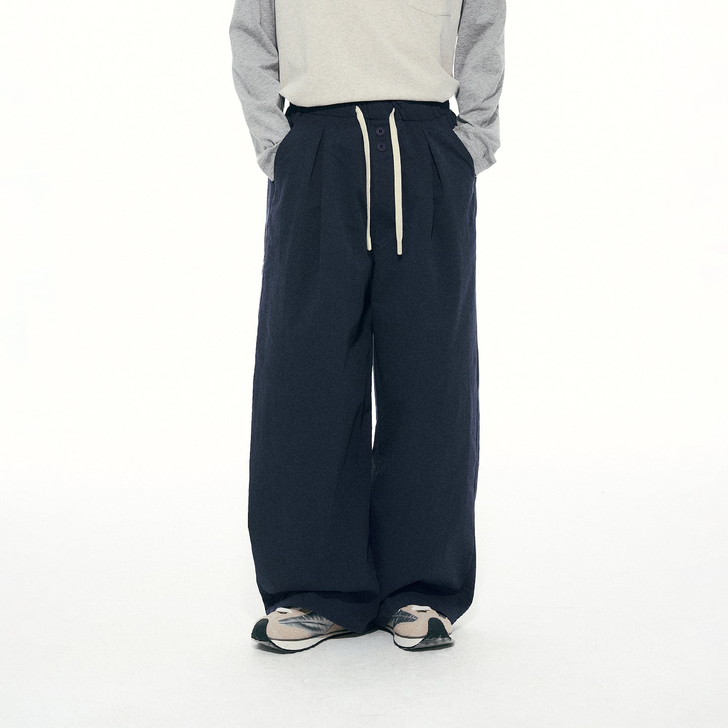 NewJNXS Double-Button Casual Pants