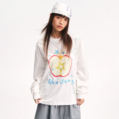 NewJNXS Apple Embroidered Long Sleeve Tee