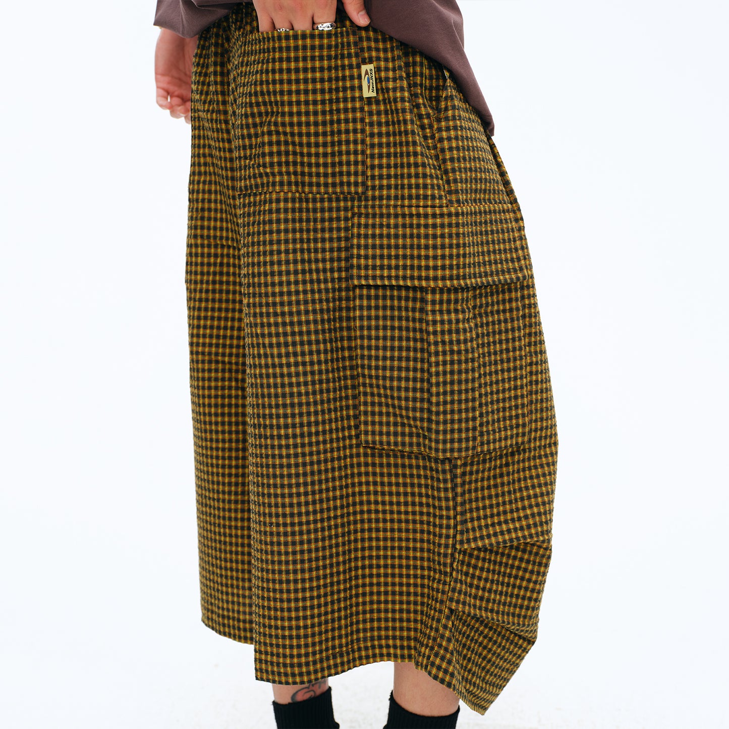 NewJNXS Oversized Pocket Plaid Pants