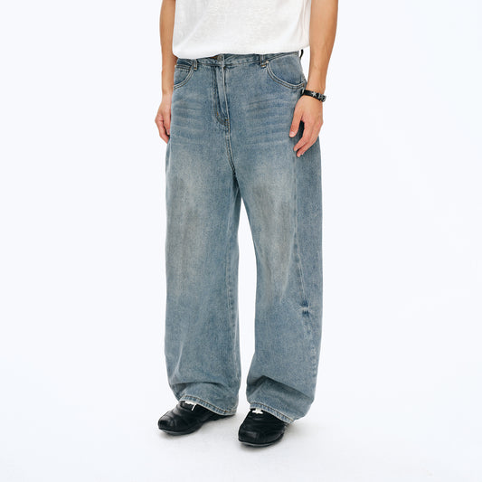 NewJNXS Washed Panel Straight-Leg Jeans