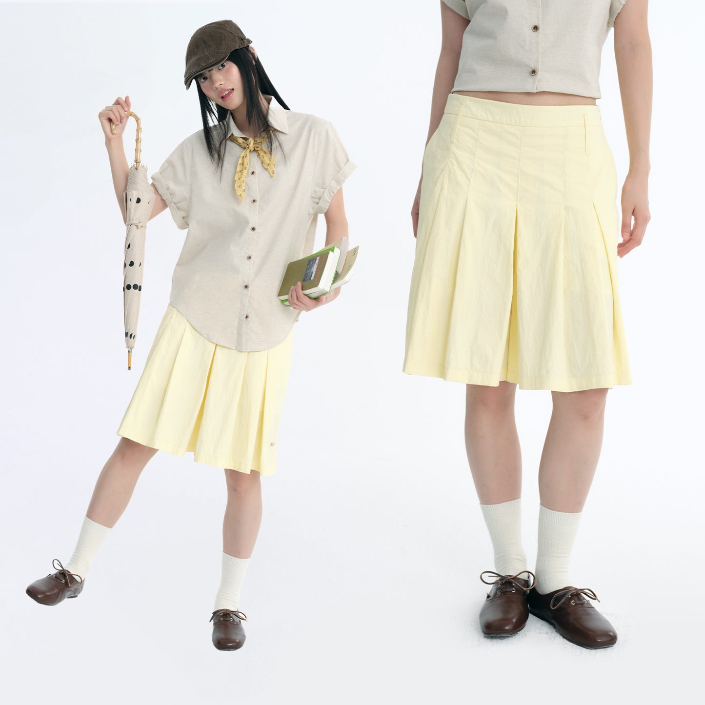 NewJNXS Water-Repellent Anti-Static A-Line Pleated Skirt