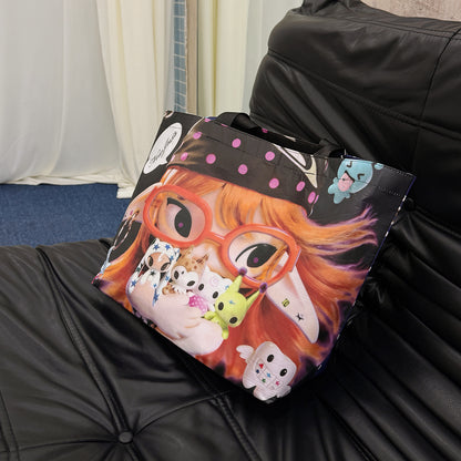 NewJNXS World Alien Girl Graphic Large Capacity Tote Bag