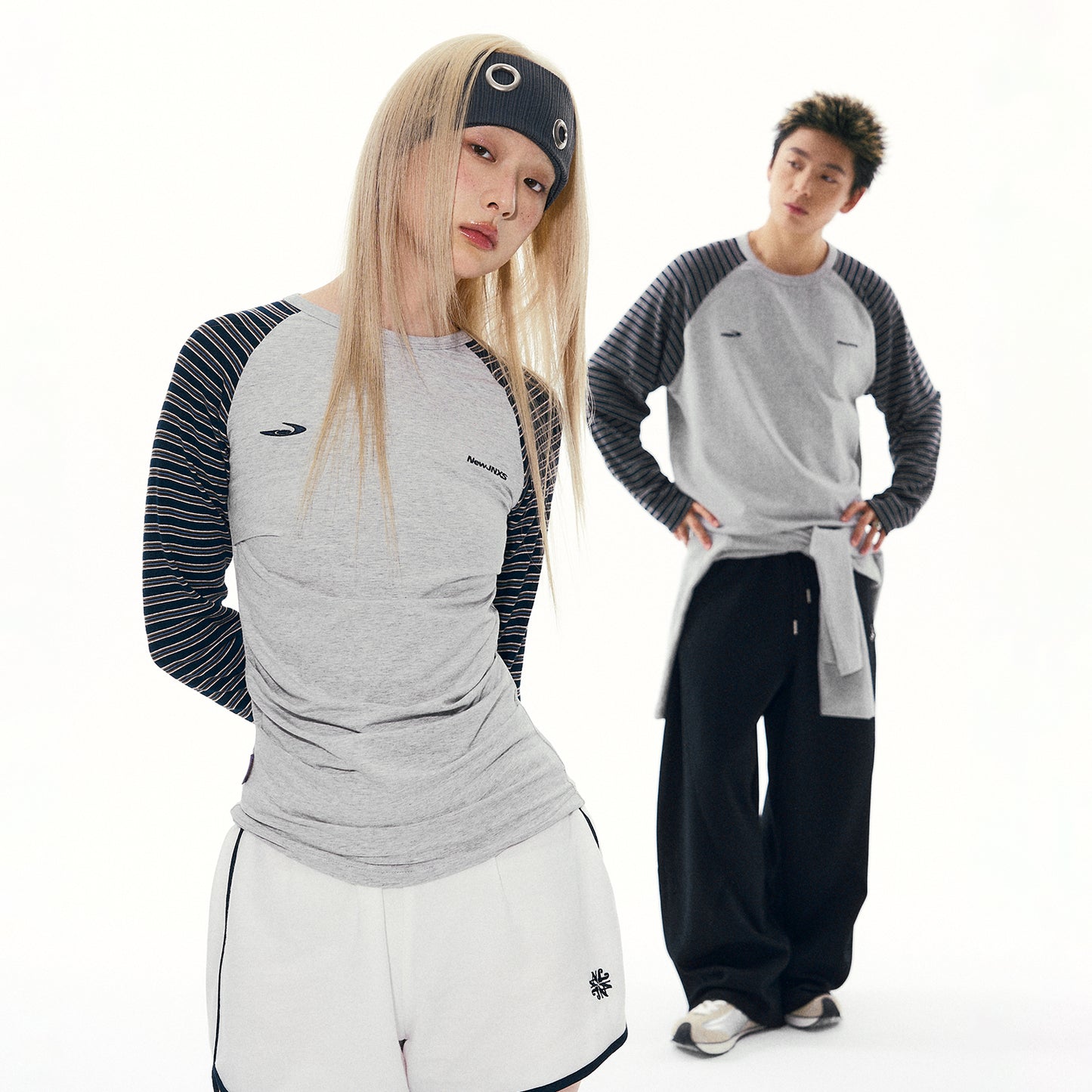 NewJNXS Contrast Stripe Long Sleeve Tee