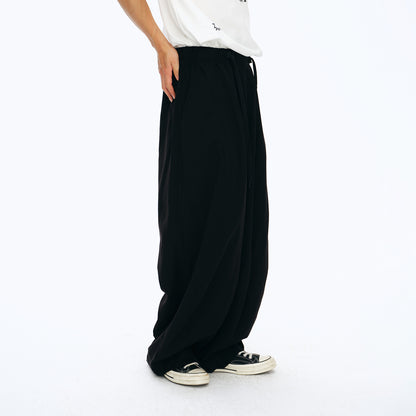 NewJNXS Wool-Blend Panel Pleated Curved Pants