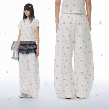 NewJNXS SS Pegasus Print Lyocell Wide-Leg Pants