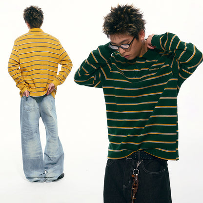 NewJNXS Striped Polo Long Sleeve Tee