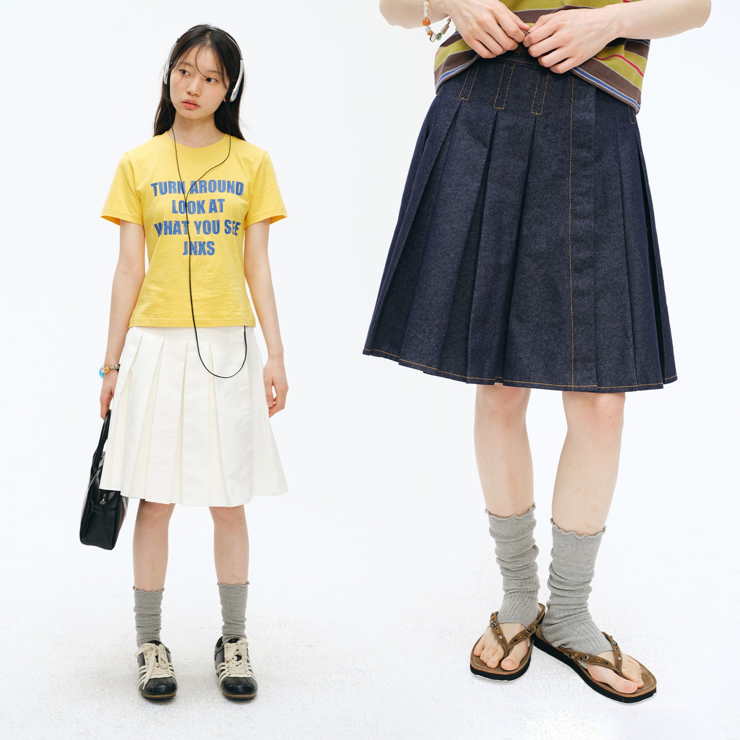 NewJNXS Structured Pleated A-Line  Skirt