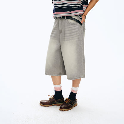 NewJNXS Vintage Washed Whisker Denim Shorts - Unisex