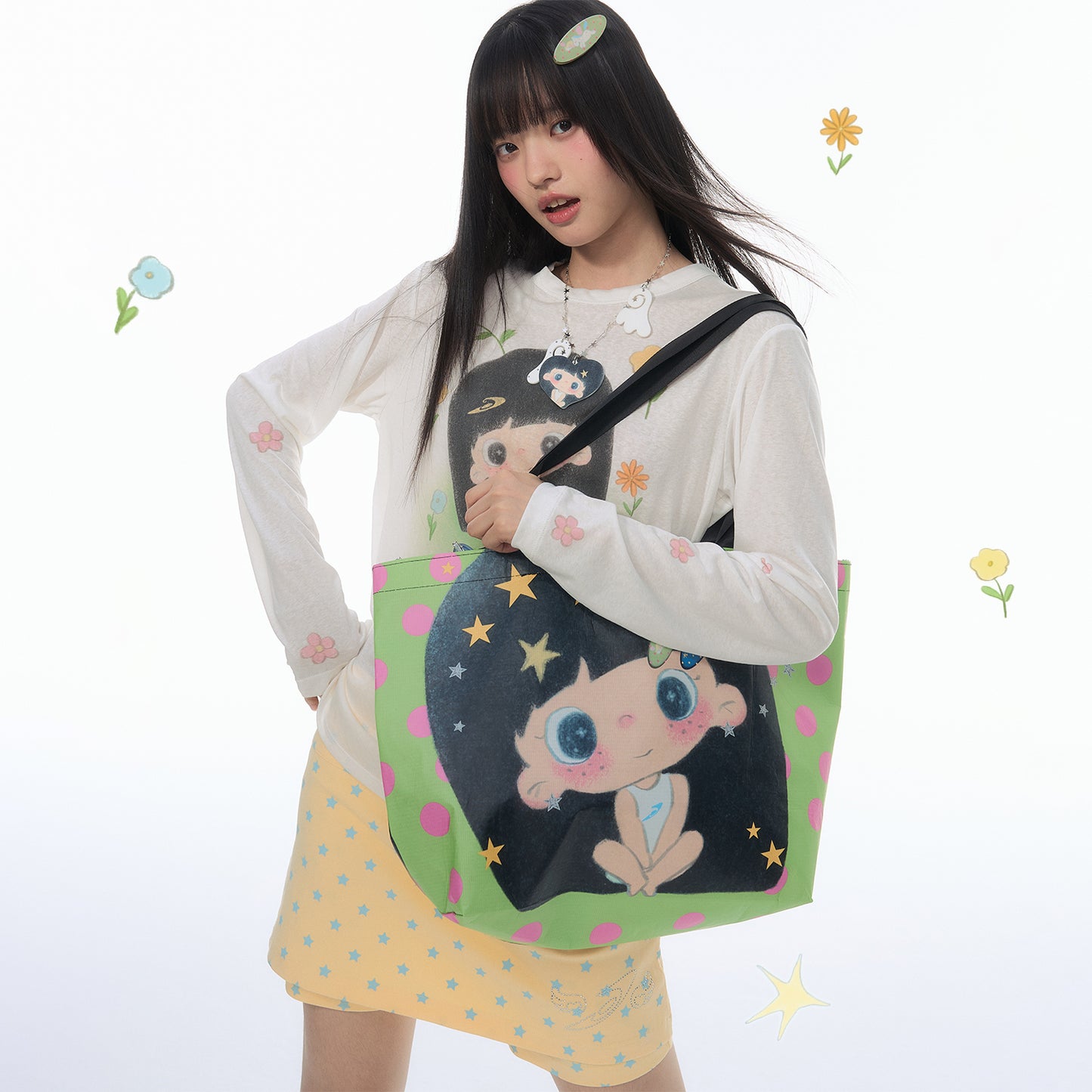 【NewJNXS × Kuku 2.0】Star Polka Dot Reversible Tote Bag