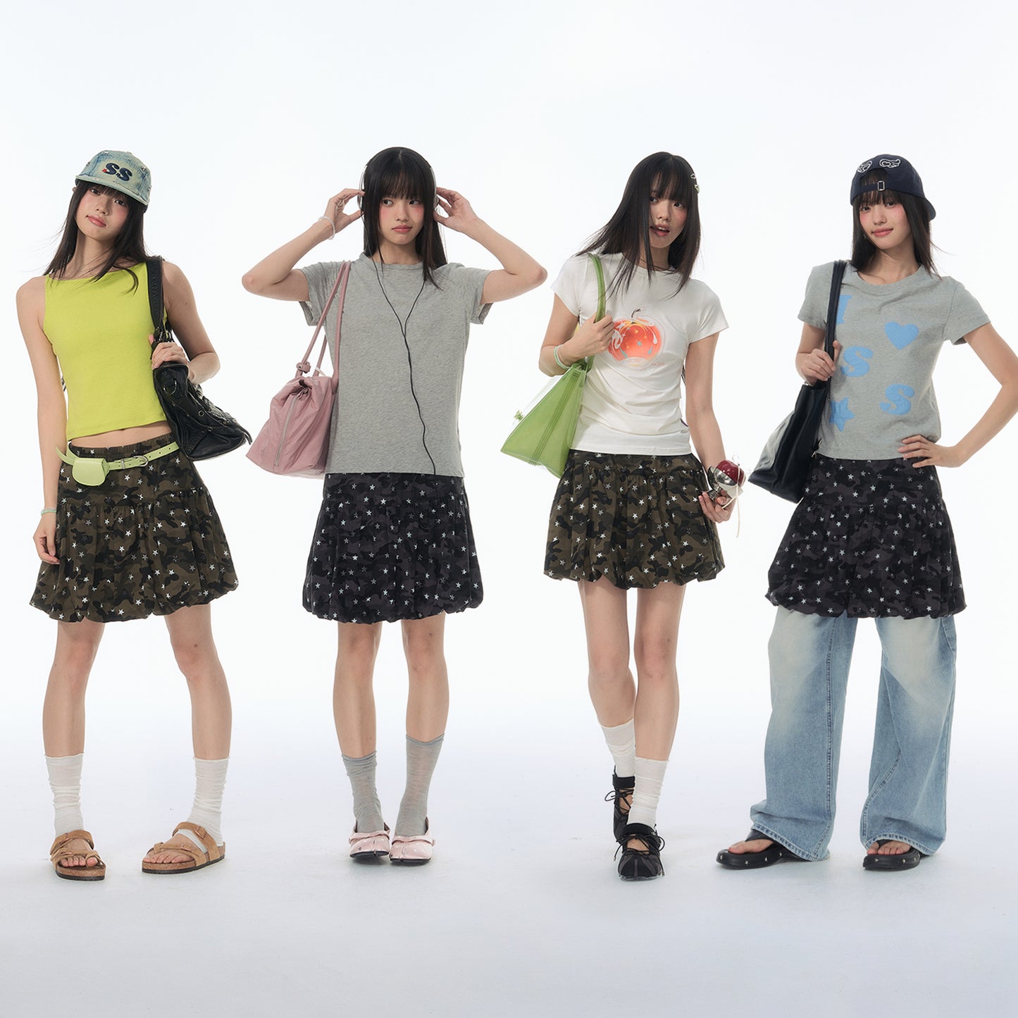 NewJNXS SS All-Over Camo Bubble Skirt