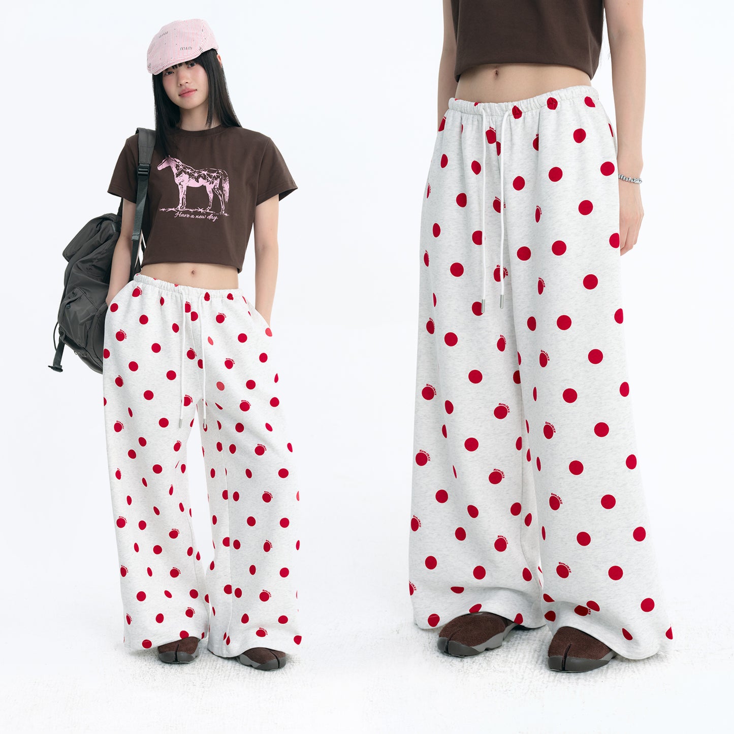 NewJNXS Polka Dot Logo Relaxed-Fit Pants
