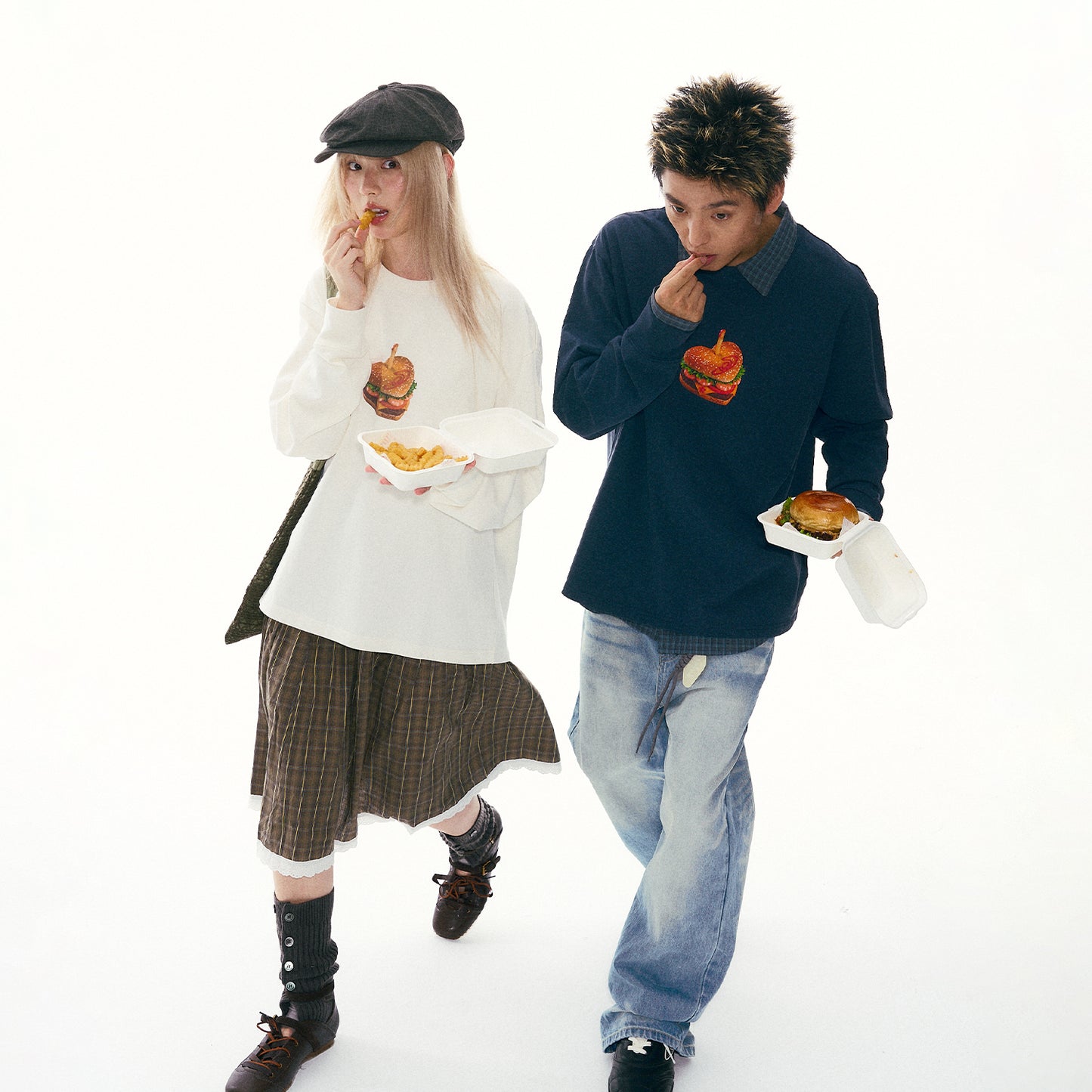 NewJNXS Burger Graphic Long Sleeve Tee