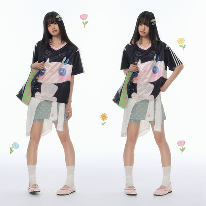 【NewJNXS × Kuku 2.0】Kuku Oversized Graphic Rhinestone Tee