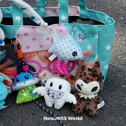 NewJNXS World Blue UFO Creature Plush Bag Charm