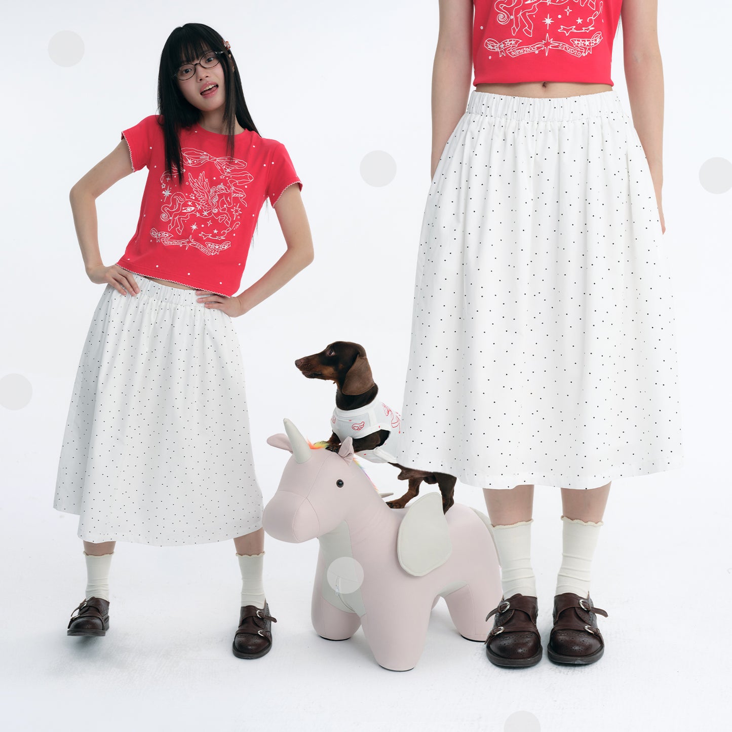 NewJNXS Polka Dot A-Line Skirt