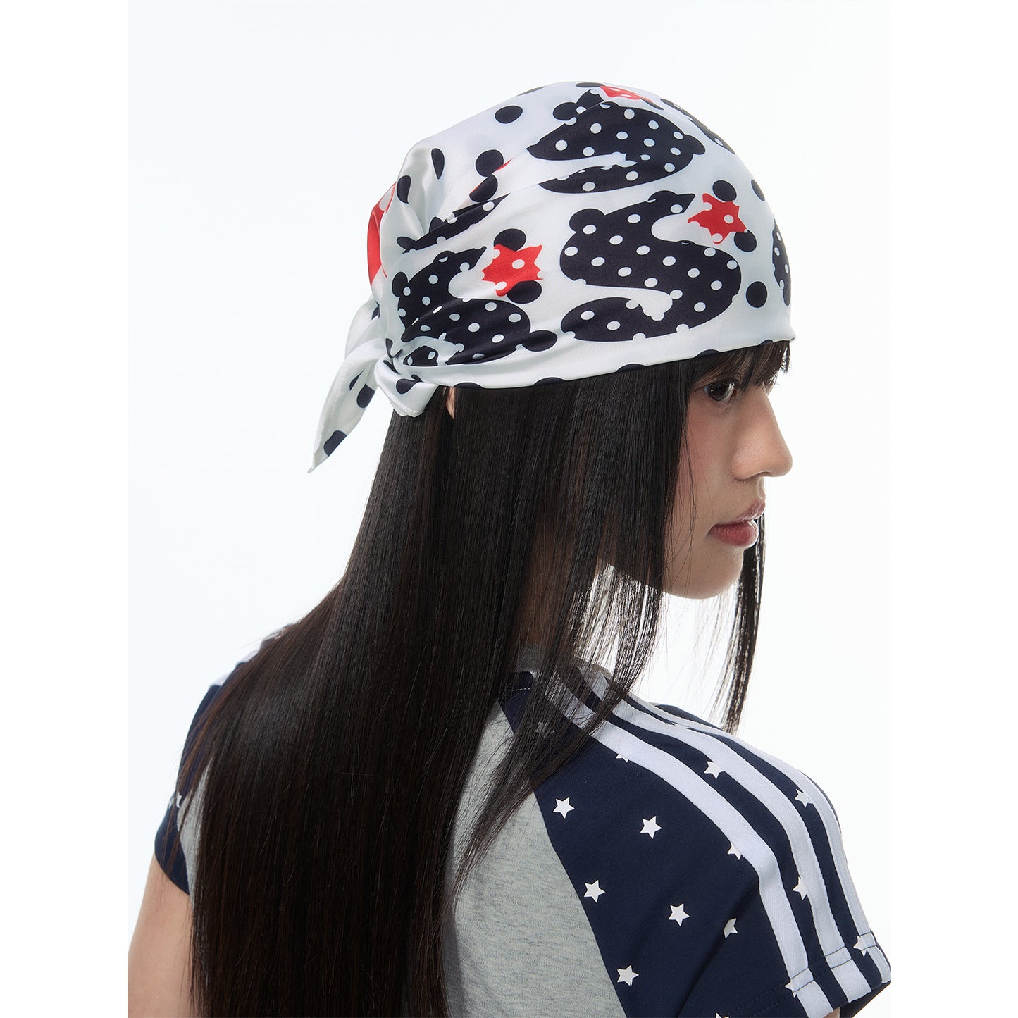 NewJNXS SS Silky Polka Dot Heart Square Scarf