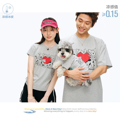 NewJNXS Cat & Dog Heart Graphic Family Tee