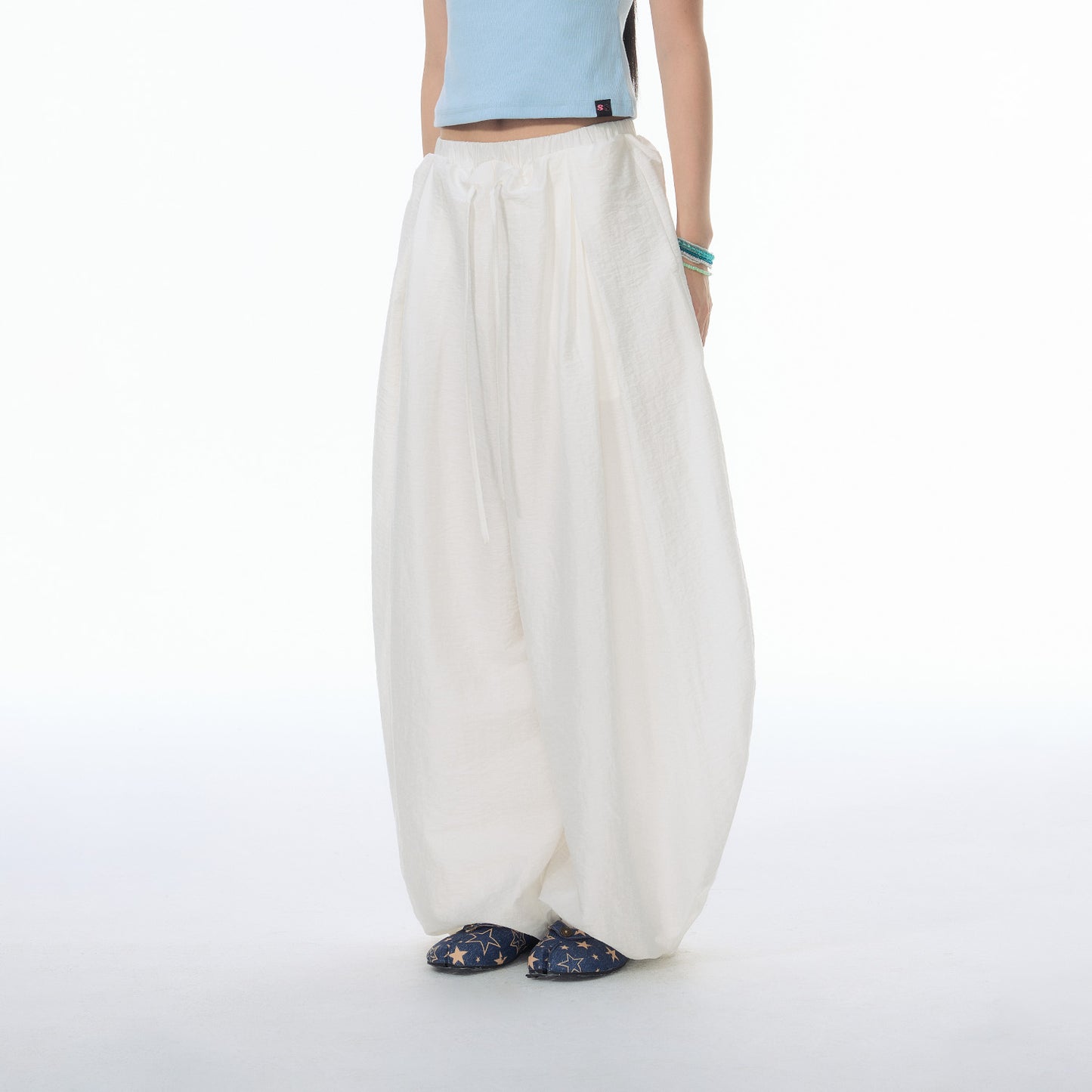 NewJNXS SS Balloon Drawstring-Hem Pants
