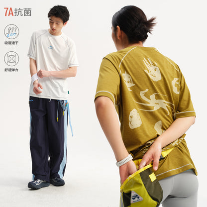 NewJNXS Quick-Dry Antibacterial Raglan Outdoor Graphic T-Shirt