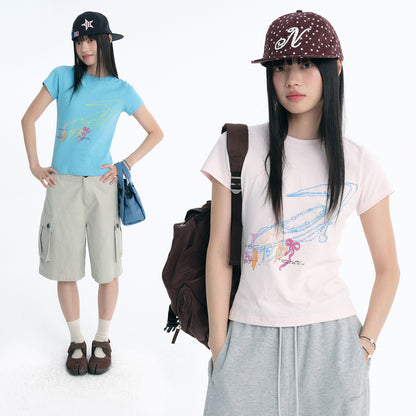 NewJNXS Bow Chain Logo Slim-Fit Tee