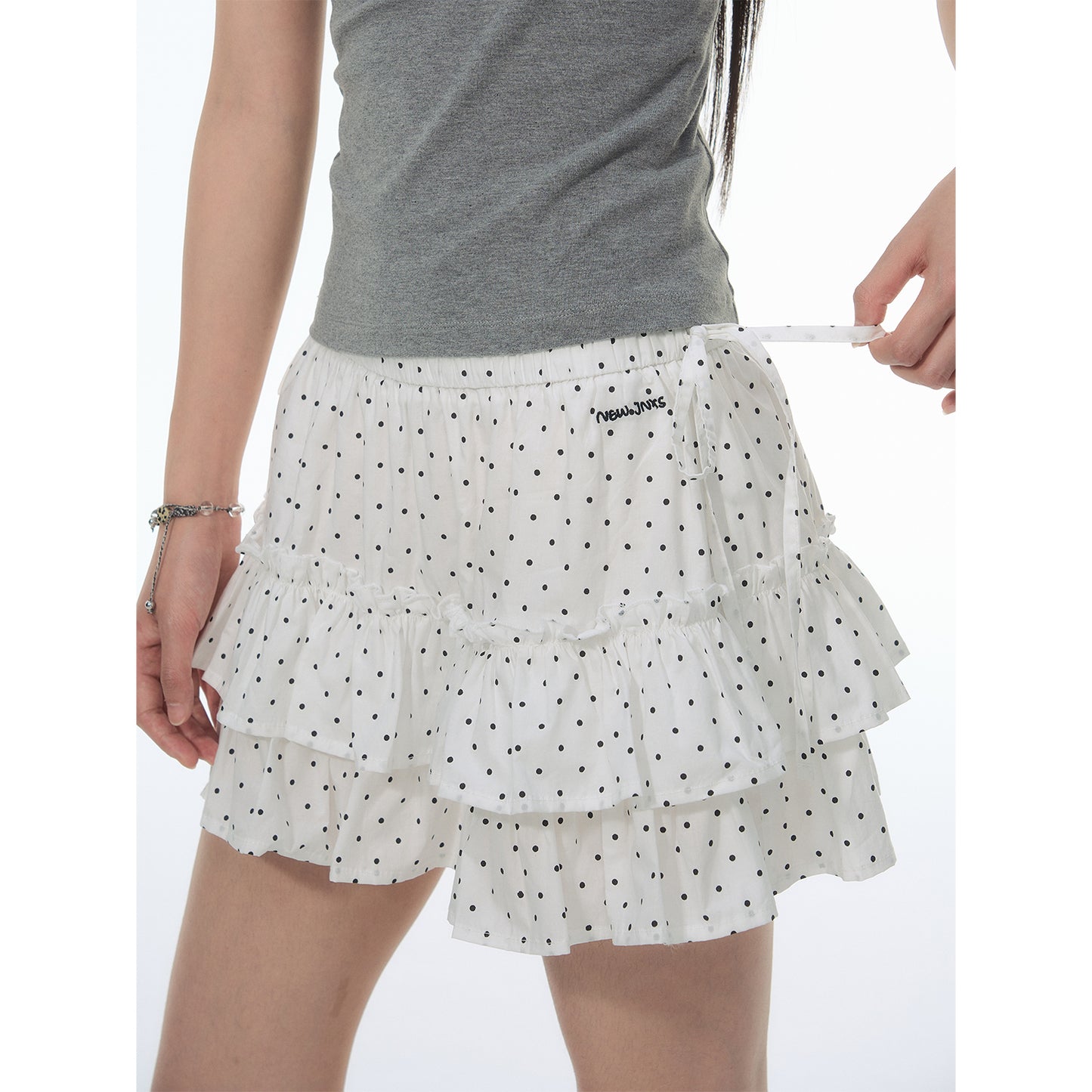 NewJNXS Ruffle Polka Dot Mini Skirt