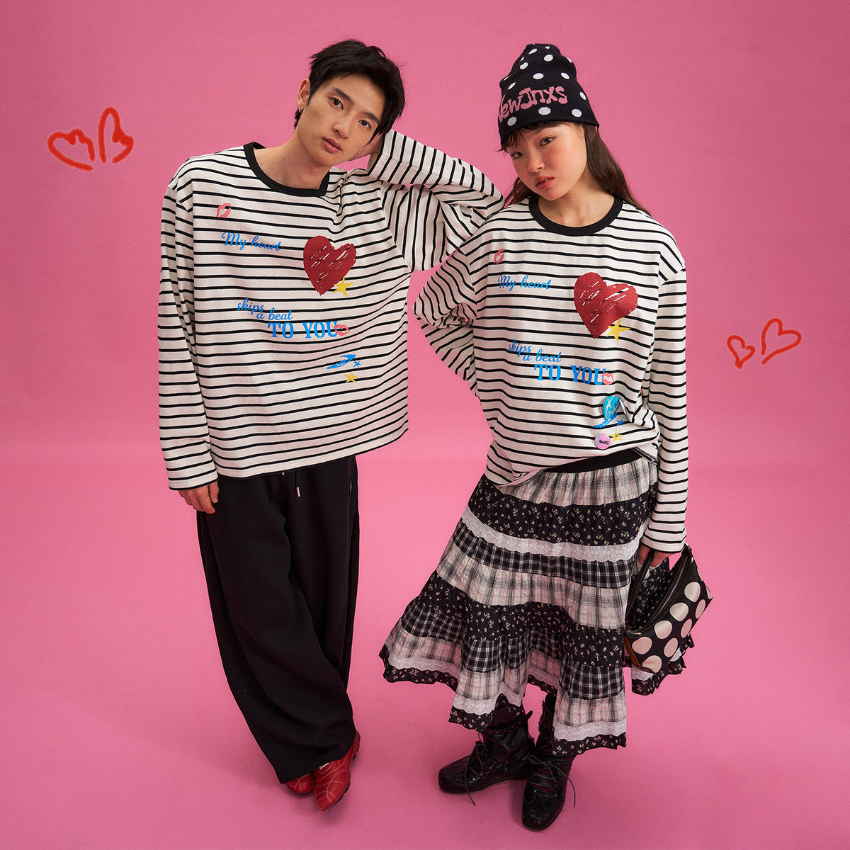 NewJNXS Vintage Contrast Stripe Long Sleeve Tee