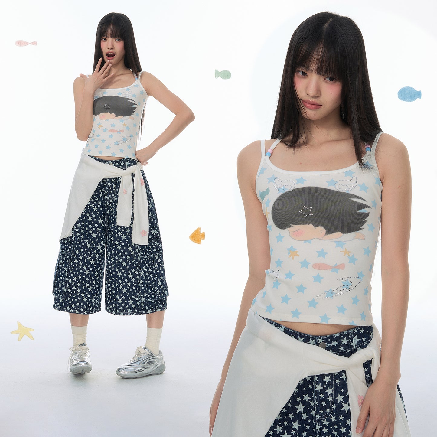 【NewJNXS × Kuku 2.0】All-Over Star Print Cami Top