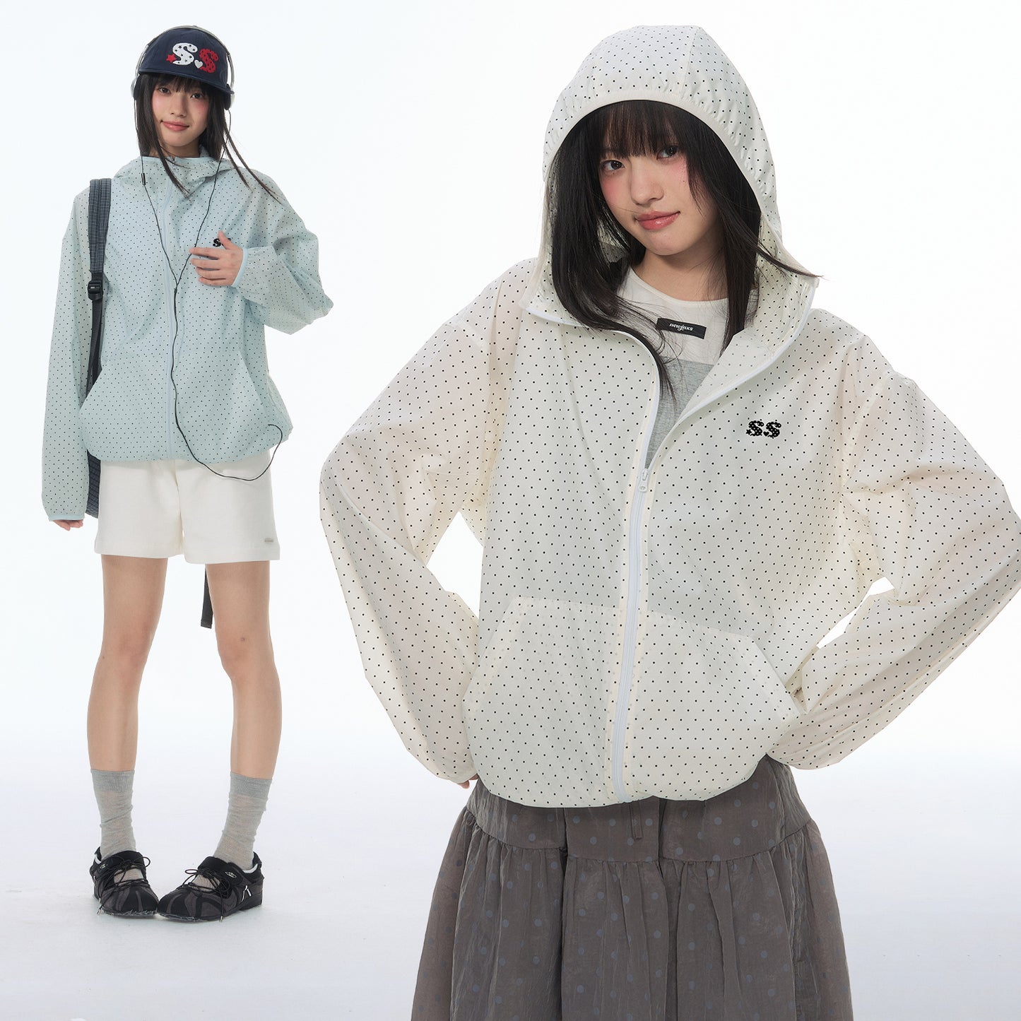 NewJNXS 「SS Collection」 Polka Dot Check Hooded UV Protection Jacket