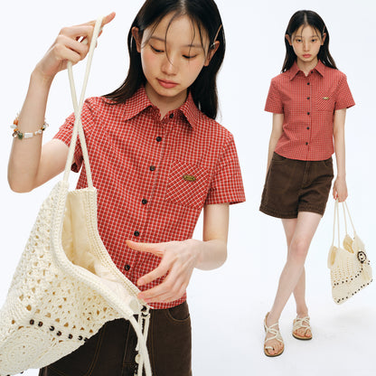 NewJNXS Vintage Plaid Drop Shoulder Couple Shirt