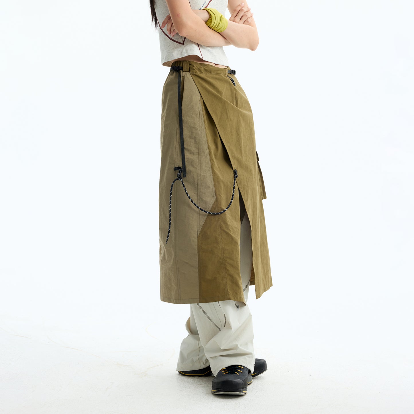 NewJNXS Outdoor Water-Repellent Utility Skirt – Summer Colorblock Asymmetrical A-Line Skirt