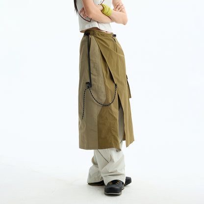 NewJNXS Outdoor Water-Repellent Utility Skirt – Summer Colorblock Asymmetrical A-Line Skirt