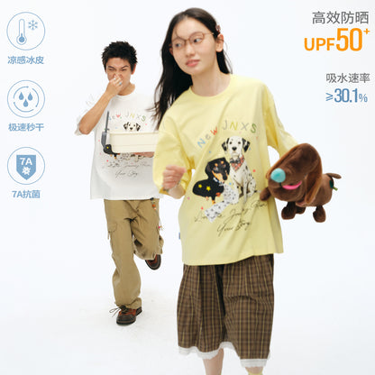 NewJNXS Puppy Star Beaded Cooling Oversized Tee