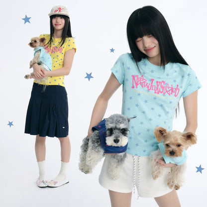 NewJNXS All-Over Star Print Slim-Fit T-Shirt & Pet Tee