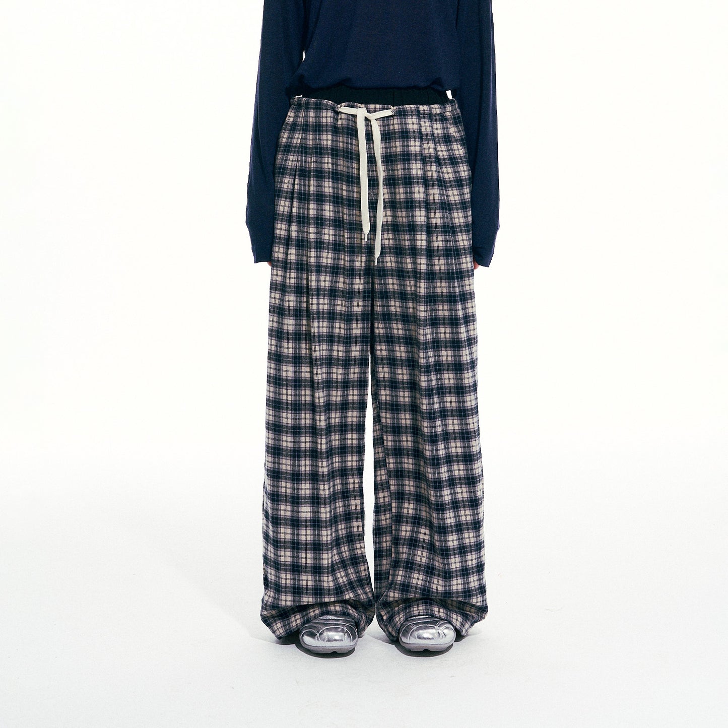 NewJNXS Vintage Plaid Casual Trousers