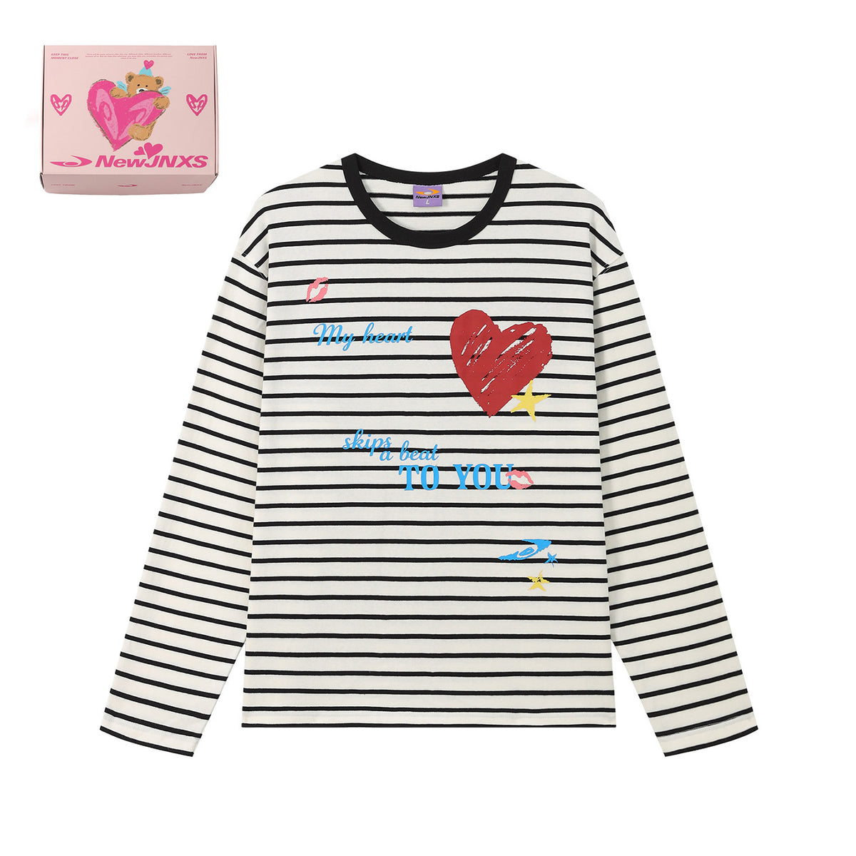 NewJNXS Vintage Contrast Stripe Long Sleeve Tee