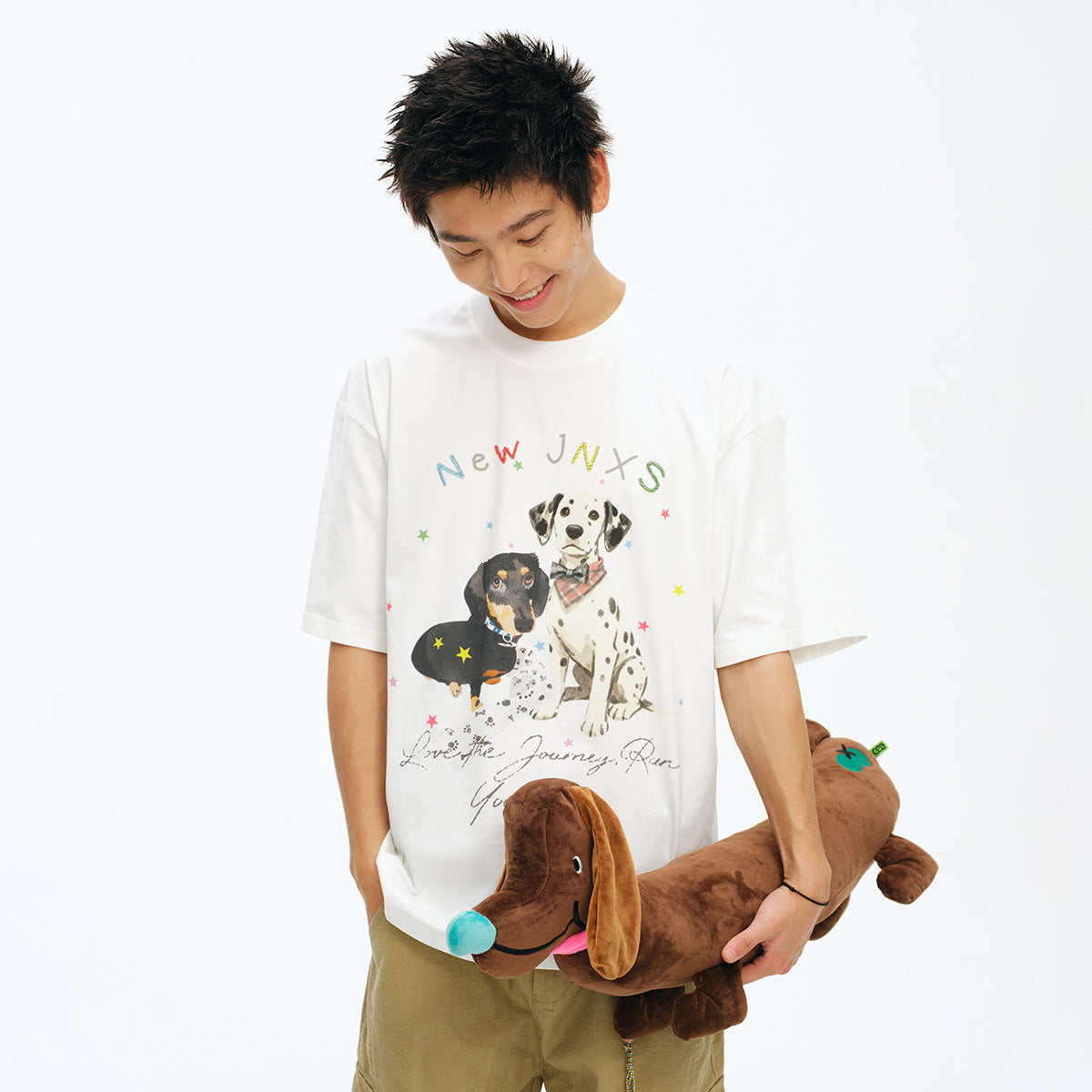 NewJNXS Puppy Star Beaded Cooling Oversized Tee
