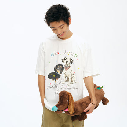 NewJNXS Puppy Star Beaded Cooling Oversized Tee