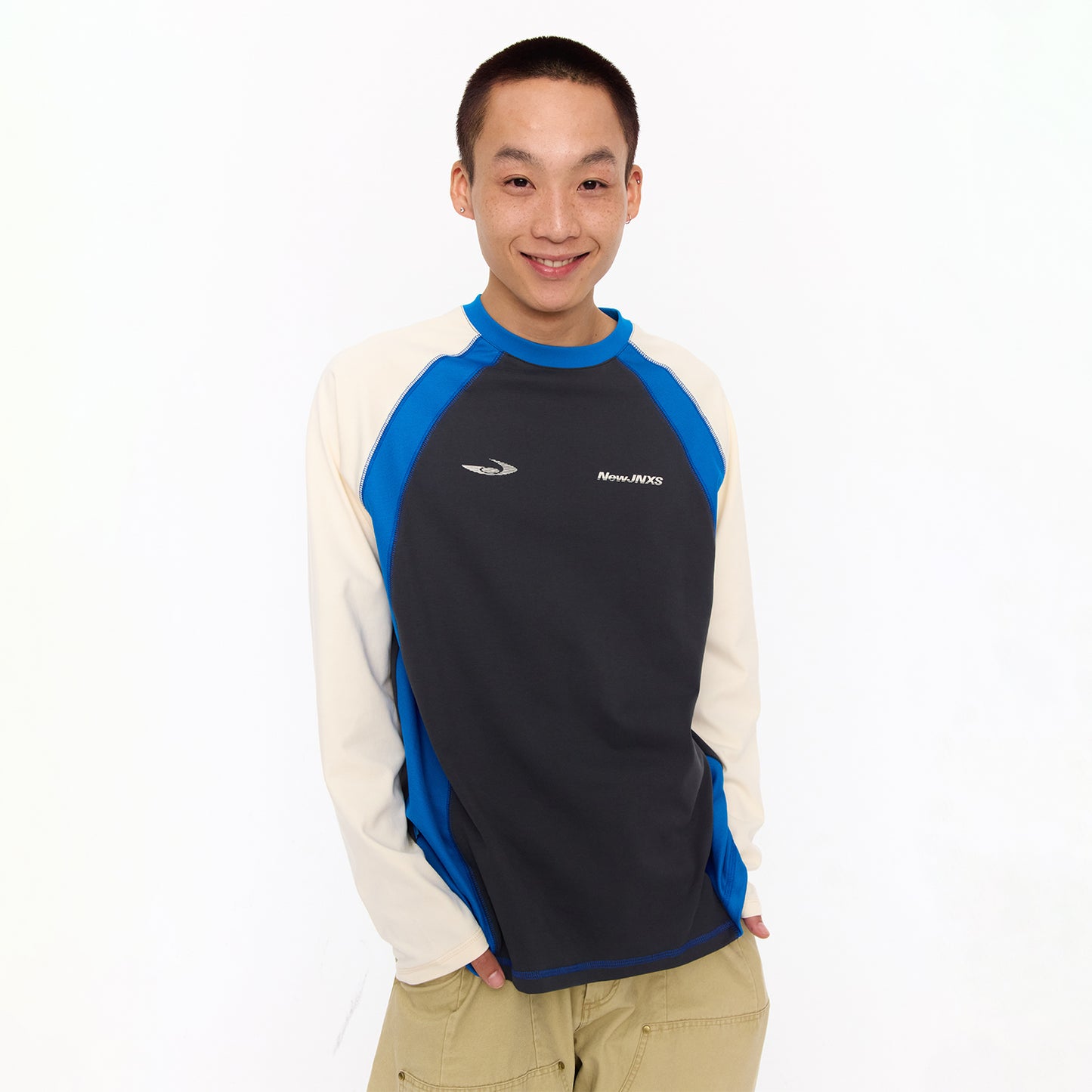 NewJNXS Color Block Quick-Dry Long Sleeve Cycling Tee