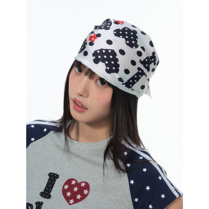NewJNXS SS Silky Polka Dot Heart Square Scarf