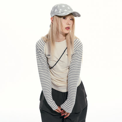 NewJNXS Contrast Stripe Long Sleeve Tee