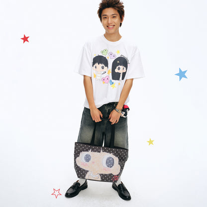 【NewJNXS x Kuku】Cute Girl All-Over Polka Dot Tote Bag