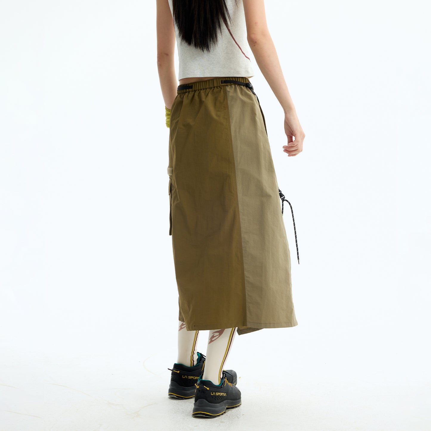 NewJNXS Outdoor Water-Repellent Utility Skirt – Summer Colorblock Asymmetrical A-Line Skirt