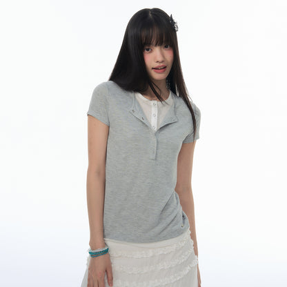 NewJNXS Lyocell Contrast Layered Slim-Fit Tee
