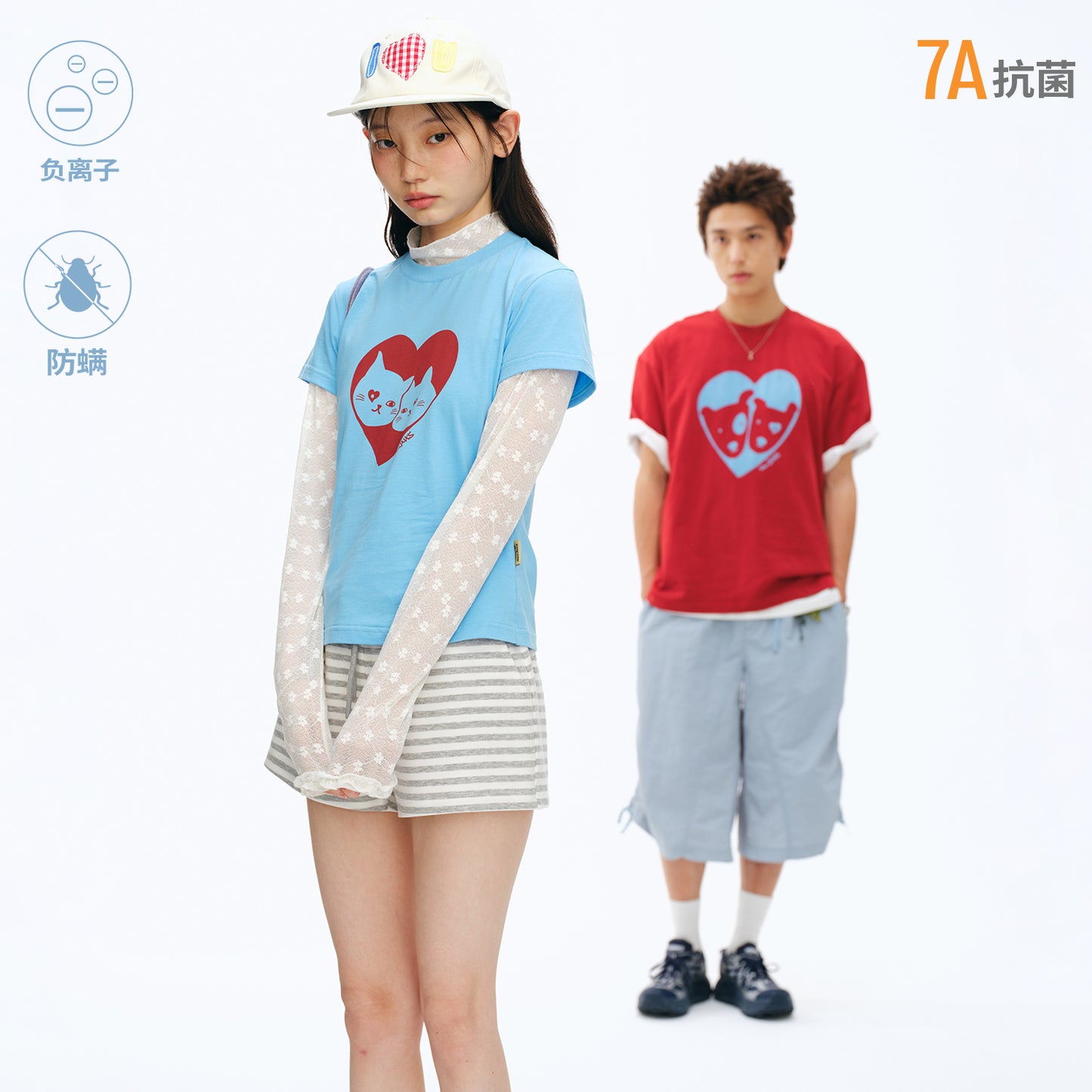 NewJNXS Cat Dog Heart Print Family Tee