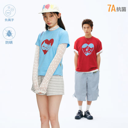 NewJNXS Cat Dog Heart Print Family Tee