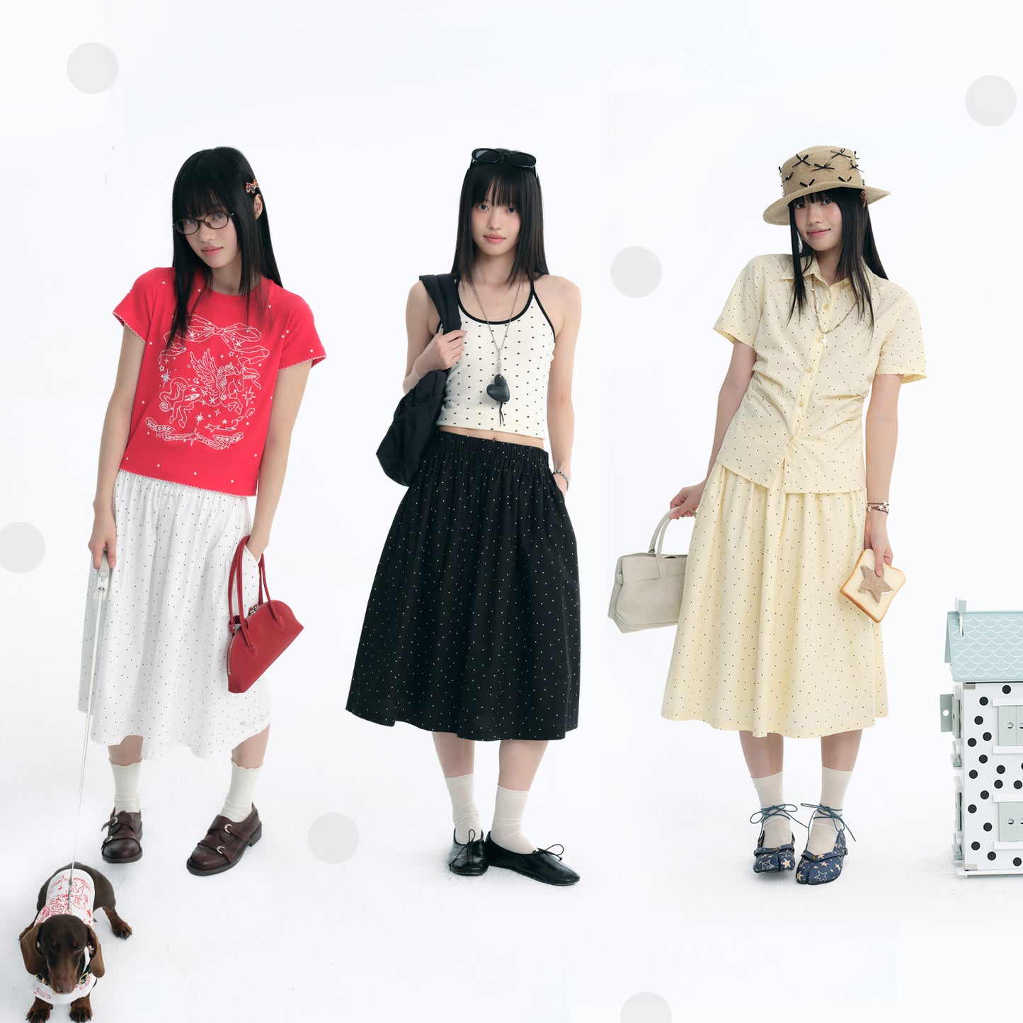 NewJNXS Polka Dot A-Line Skirt