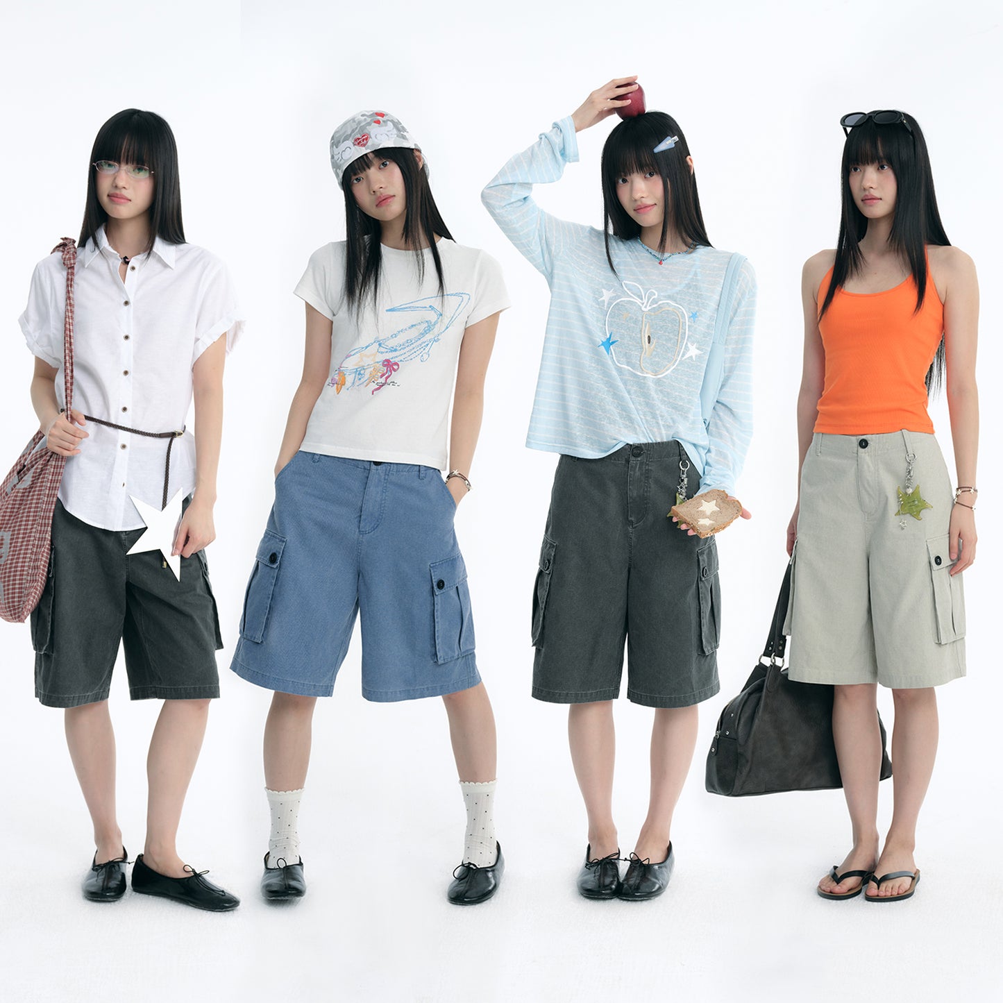 NewJNXS Cotton Utility Pocket Cargo Shorts