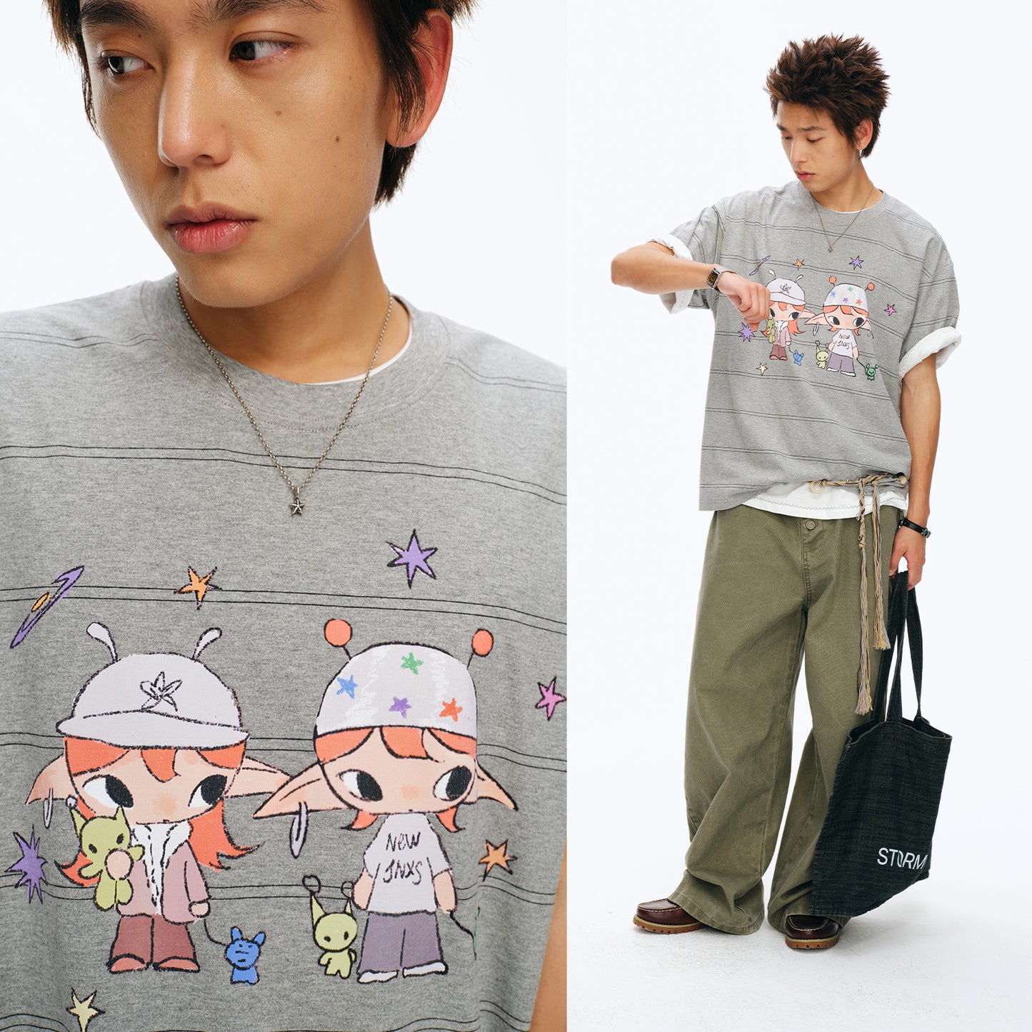 NewJNXS 'Homie' Striped Cotton T-Shirt