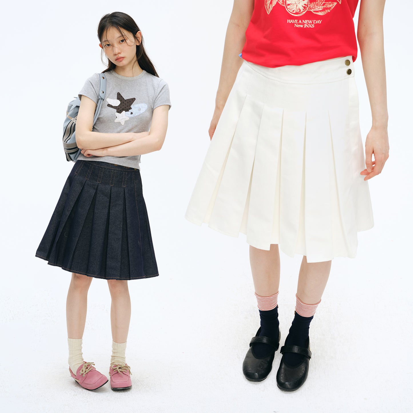 NewJNXS Structured Pleated A-Line  Skirt