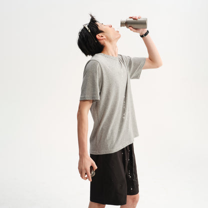 NewJNXS Linen-Feel Relaxed Basic T-Shirt